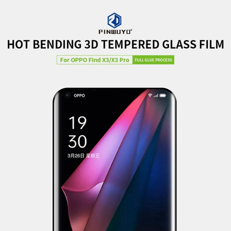 For OPPO Find X3 / 3X Pro PINWUYO 9H 3D Hot Bending Tempered Glass Film(Black) - OPPO Tempered Glass by PINWUYO | Online Shopping South Africa | PMC TechLife | Buy Now Pay Later Mobicred