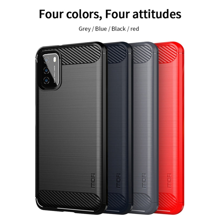 For Xiaomi Poco M3 / Redmi 9T MOFI Gentleness Series Brushed Texture Carbon Fiber Soft TPU Case(Grey) - Xiaomi Cases by MOFI | Online Shopping South Africa | PMC TechLife | Buy Now Pay Later Mobicred