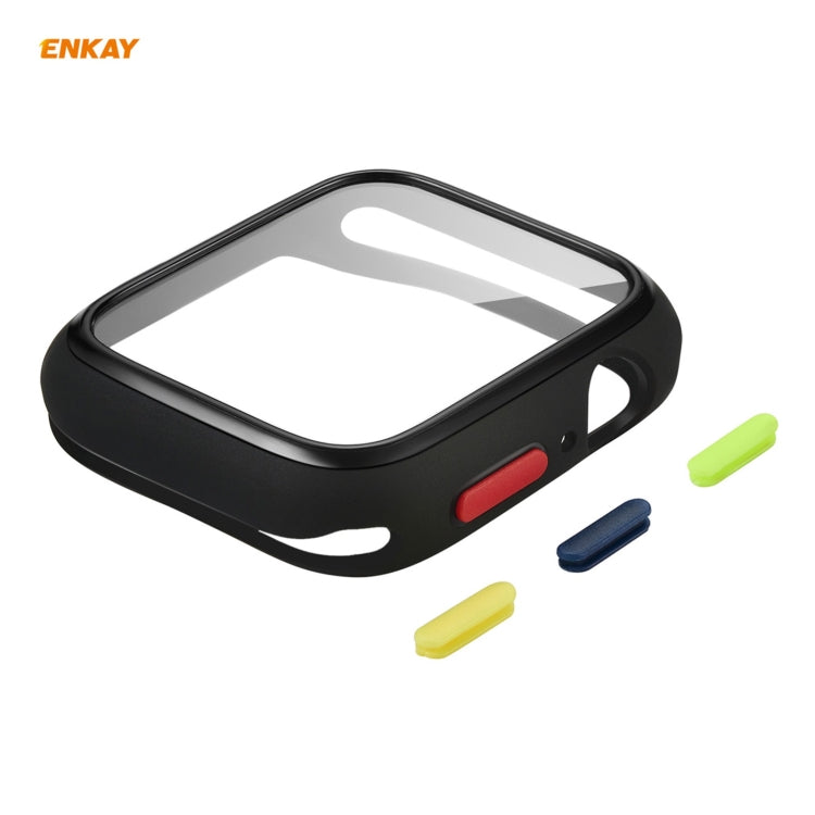 ENKAY Hat-prince Full Coverage TPU Case + Tempered Glass Protector for Apple Watch Series 6 / 5 / 4 / SE 40mm(Black) - Watch Cases by ENKAY | Online Shopping South Africa | PMC TechLife | Buy Now Pay Later Mobicred