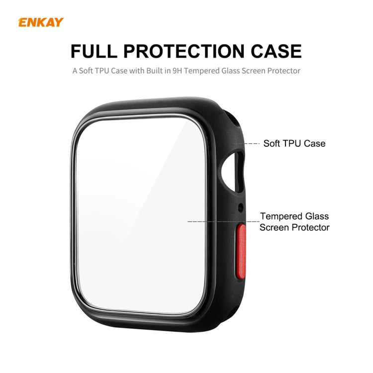 ENKAY Hat-prince Full Coverage TPU Case + Tempered Glass Protector for Apple Watch Series 6 / 5 / 4 / SE 40mm(Black) - Watch Cases by ENKAY | Online Shopping South Africa | PMC TechLife | Buy Now Pay Later Mobicred