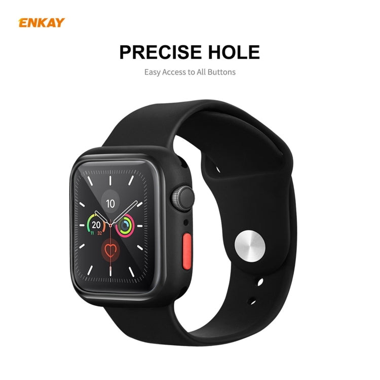 ENKAY Hat-prince Full Coverage TPU Case + Tempered Glass Protector for Apple Watch Series 6 / 5 / 4 / SE 40mm(Black) - Watch Cases by ENKAY | Online Shopping South Africa | PMC TechLife | Buy Now Pay Later Mobicred