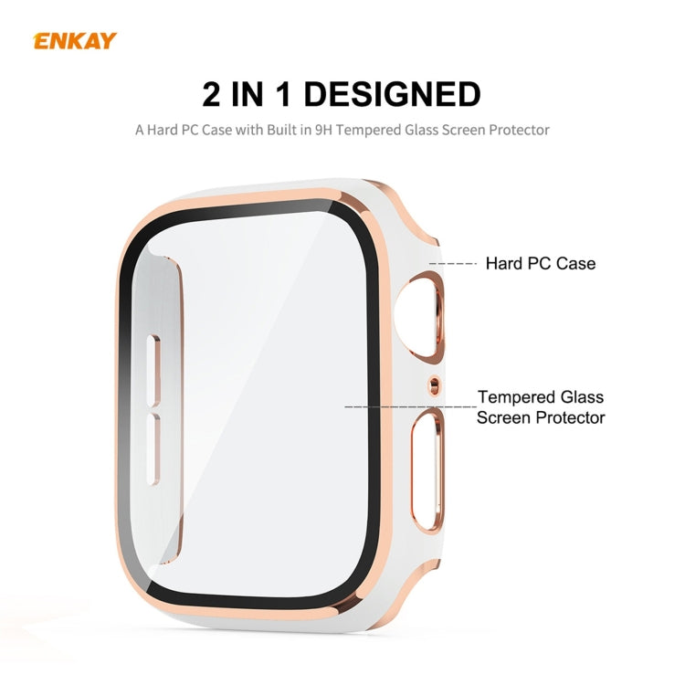 ENKAY Hat-Prince Full Coverage Electroplated PC Case + Tempered Glass Protector for Apple Watch Series 6 / 5 / 4 / SE 44mm(Black+Champagne) - Watch Cases by ENKAY | Online Shopping South Africa | PMC TechLife | Buy Now Pay Later Mobicred