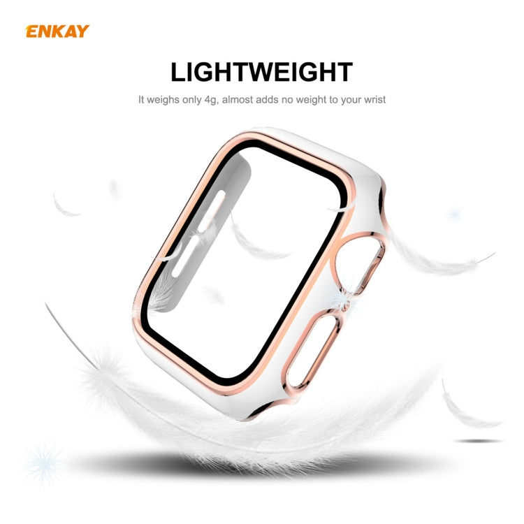 ENKAY Hat-Prince Full Coverage Electroplated PC Case + Tempered Glass Protector for Apple Watch Series 6 / 5 / 4 / SE 44mm(Black+Champagne) - Watch Cases by ENKAY | Online Shopping South Africa | PMC TechLife | Buy Now Pay Later Mobicred