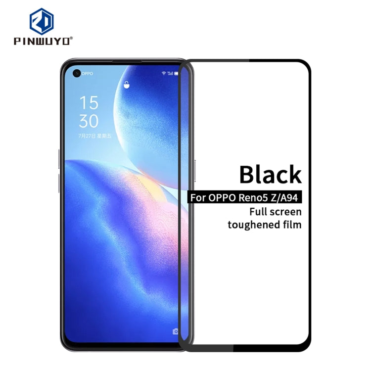 For OPPO Reno5 Z / A94 PINWUYO 9H 2.5D Full Screen Tempered Glass Film(Black) - OPPO Tempered Glass by PINWUYO | Online Shopping South Africa | PMC TechLife | Buy Now Pay Later Mobicred