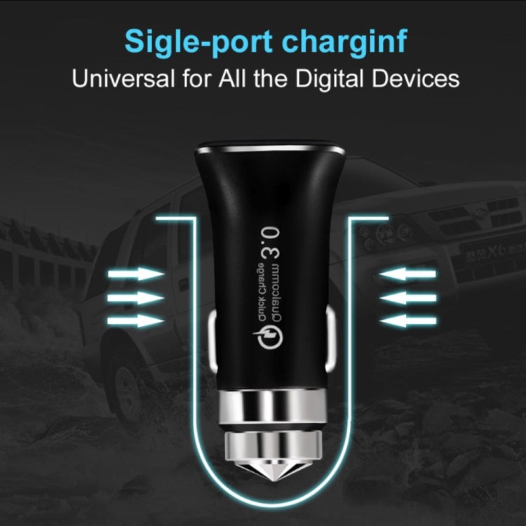 LZ-328 Safety Hammer Type QC3.0 USB  Fast Charging Car Charger(White) - Car Charger by PMC TechLife | Online Shopping South Africa | PMC TechLife