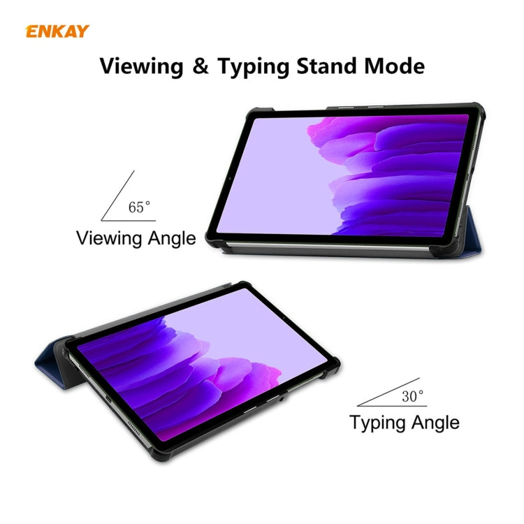 ENKAY PU Leather + Plastic Case with Three-folding Holder for Samsung Galaxy Tab A7 Lite T220 / T225(Dark Blue) - Tab A7 Lite T220 / T225 by ENKAY | Online Shopping South Africa | PMC TechLife | Buy Now Pay Later Mobicred