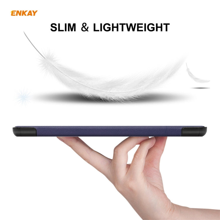 ENKAY PU Leather + Plastic Case with Three-folding Holder for Samsung Galaxy Tab A7 Lite T220 / T225(Dark Blue) - Tab A7 Lite T220 / T225 by ENKAY | Online Shopping South Africa | PMC TechLife | Buy Now Pay Later Mobicred