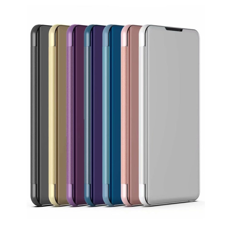 For Samsung Galaxy S21 FE Plated Mirror Horizontal Flip Leather Case with Holder(Gold) - Galaxy Phone Cases by PMC TechLife | Online Shopping South Africa | PMC TechLife