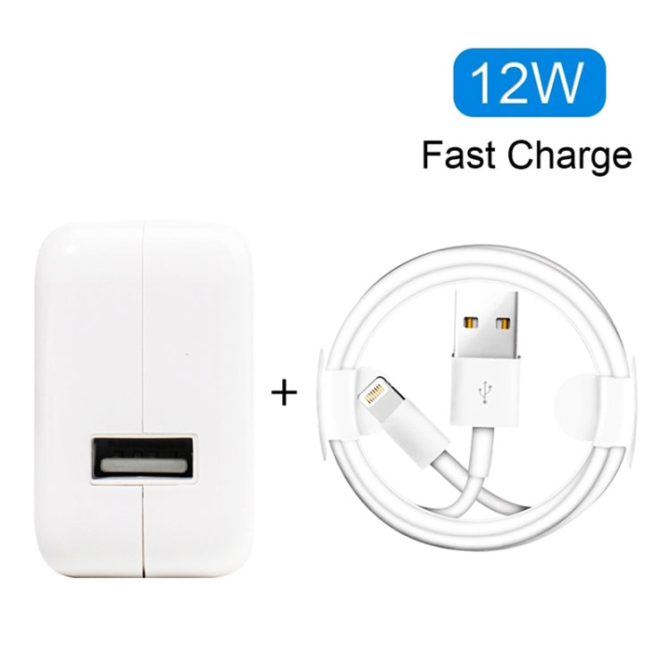 12W USB Charger + USB to 8 Pin Data Cable for iPad / iPhone / iPod Series, US Plug - USB Charger by PMC TechLife | Online Shopping South Africa | PMC TechLife | Buy Now Pay Later Mobicred