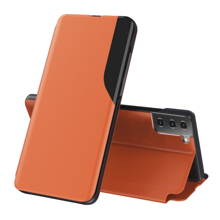 For Samsung Galaxy S21 FE Attraction Flip Holder Leather Phone Case(Orange) - Galaxy Phone Cases by PMC TechLife | Online Shopping South Africa | PMC TechLife | Buy Now Pay Later Mobicred