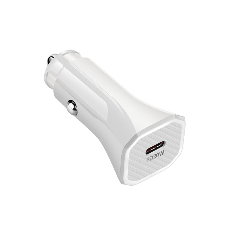 YS-2 PD 20W USB-C / Type-C Interface Car Fast Charger for iPhone Series / iPad Series(White) - Car Charger by PMC TechLife | Online Shopping South Africa | PMC TechLife