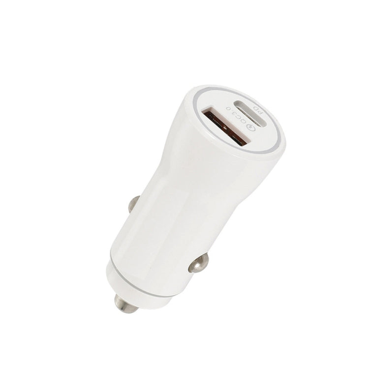 P21 Portable PD 20W + QC 3.0 18W Dual Ports Fast Car Charger(White) - Car Charger by PMC TechLife | Online Shopping South Africa | PMC TechLife