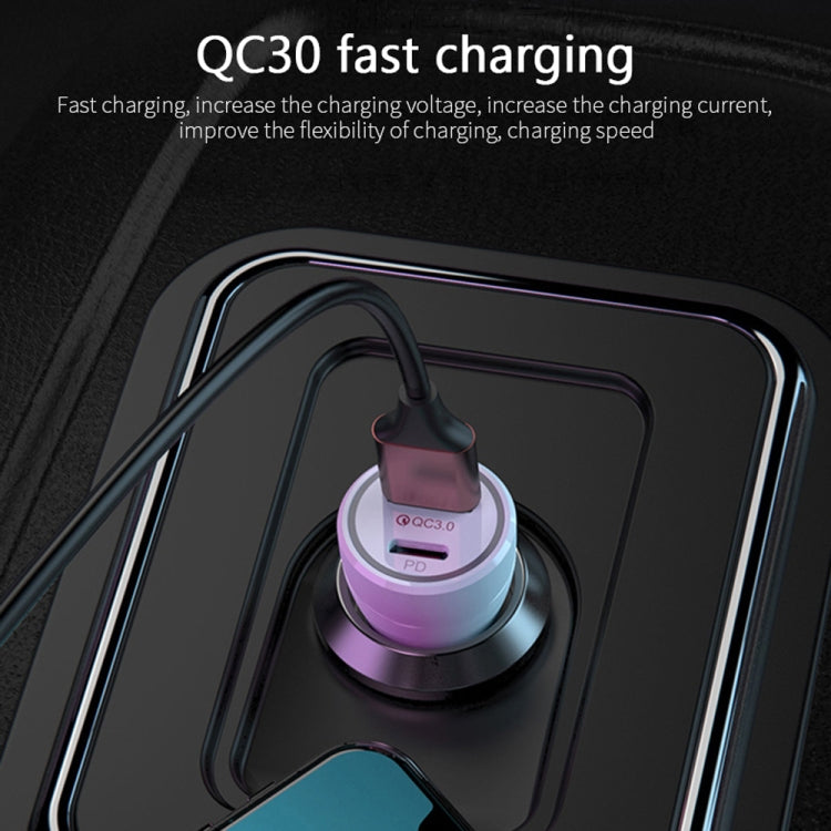 P21 PD 20W USB-C / Type-C + QC3.0 18W USB Fast Car Charger with USB-C / Type-C to 8 Pin Data Cable Set(Black) - Car Charger by PMC TechLife | Online Shopping South Africa | PMC TechLife
