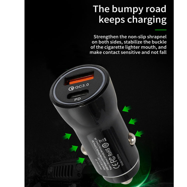 P21 PD 20W USB-C / Type-C + QC3.0 18W USB Fast Car Charger with USB-C / Type-C to USB-C / Type-C Data Cable Set(Black) - Car Charger by PMC TechLife | Online Shopping South Africa | PMC TechLife