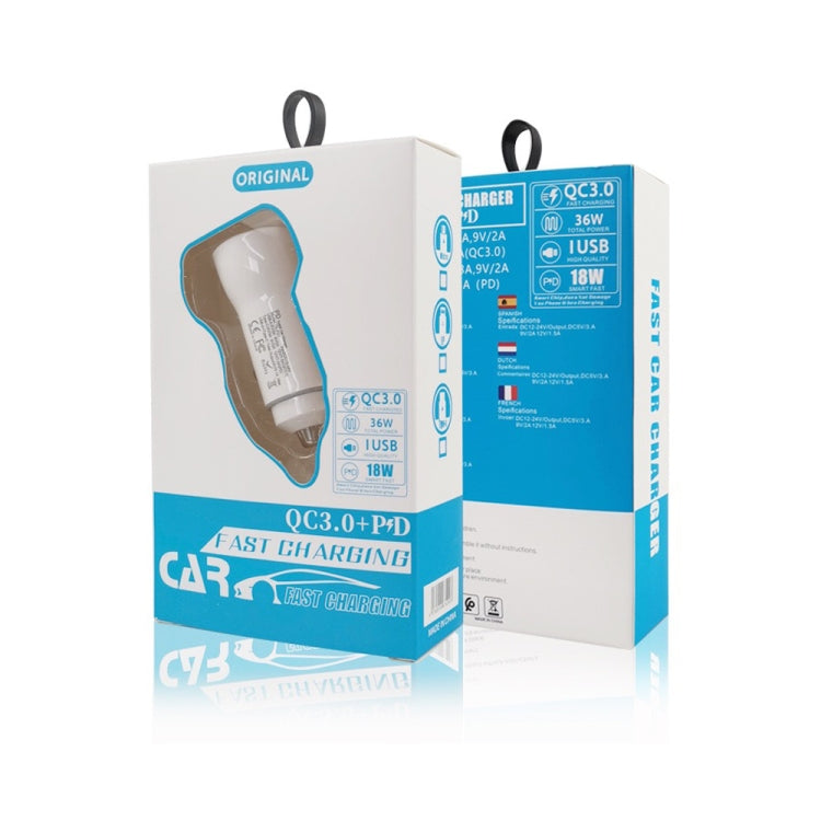 P21 PD 20W USB-C / Type-C + QC3.0 18W USB Fast Car Charger with USB-C / Type-C to USB-C / Type-C Data Cable Set(White) - Car Charger by PMC TechLife | Online Shopping South Africa | PMC TechLife