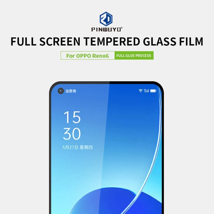 For OPPO Reno6 PINWUYO 9H 2.5D Full Screen Tempered Glass Film(Black) - OPPO Tempered Glass by PINWUYO | Online Shopping South Africa | PMC TechLife | Buy Now Pay Later Mobicred
