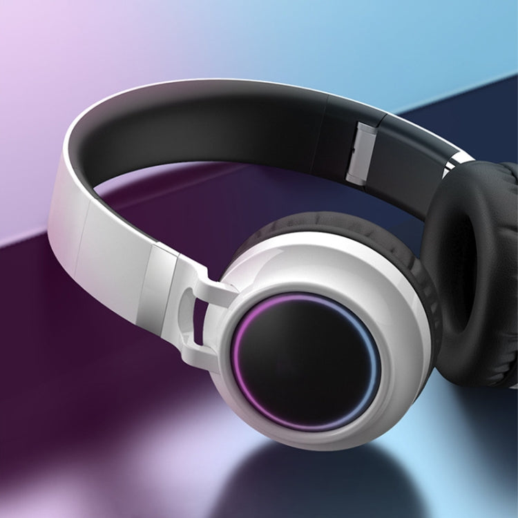 BD01 Colorful LED Bluetooth 5.0 Headphones Foldable Wireless HiFi Stereo Headset with Mic, Support TF Card / 3.5mm AUX(Black) - Headset & Headphone by PMC TechLife | Online Shopping South Africa | PMC TechLife