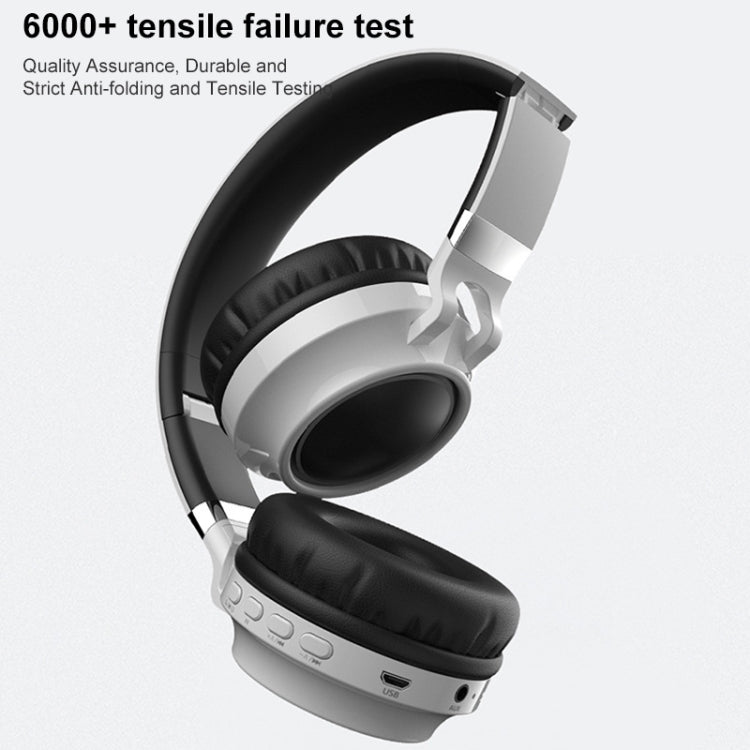 BD01 Colorful LED Bluetooth 5.0 Headphones Foldable Wireless HiFi Stereo Headset with Mic, Support TF Card / 3.5mm AUX(White) - Headset & Headphone by PMC TechLife | Online Shopping South Africa | PMC TechLife