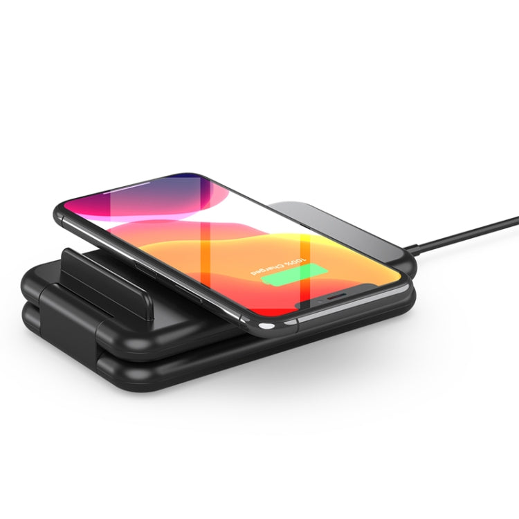 15W 3 in 1 Foldable Qi Fast Wireless Charger Station Phone Holder for iPhones & iWatchs & Airpods(Black) - free shipping - PMC TechLife - Order now!