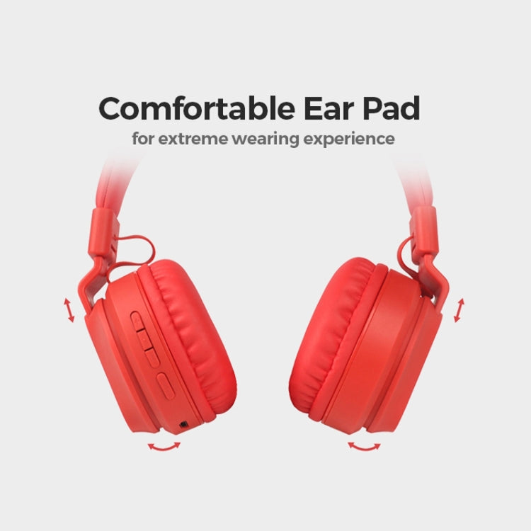 BOBo Kids Gift Bluetooth 5.0 Bass Noise Cancelling Stereo Wireless Headset With Mic, Support TF Card / FM / AUX-in(Red) - Headset & Headphone by PMC TechLife | Online Shopping South Africa | PMC TechLife