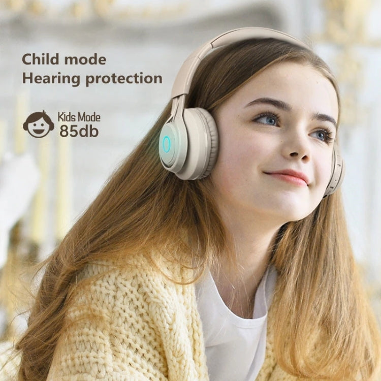 BT06C Cute Wireless Bluetooth 5.0 Headset for Children with Microphone LED Light Suppport Aux-in(Apricot) - Headset & Headphone by PMC TechLife | Online Shopping South Africa | PMC TechLife