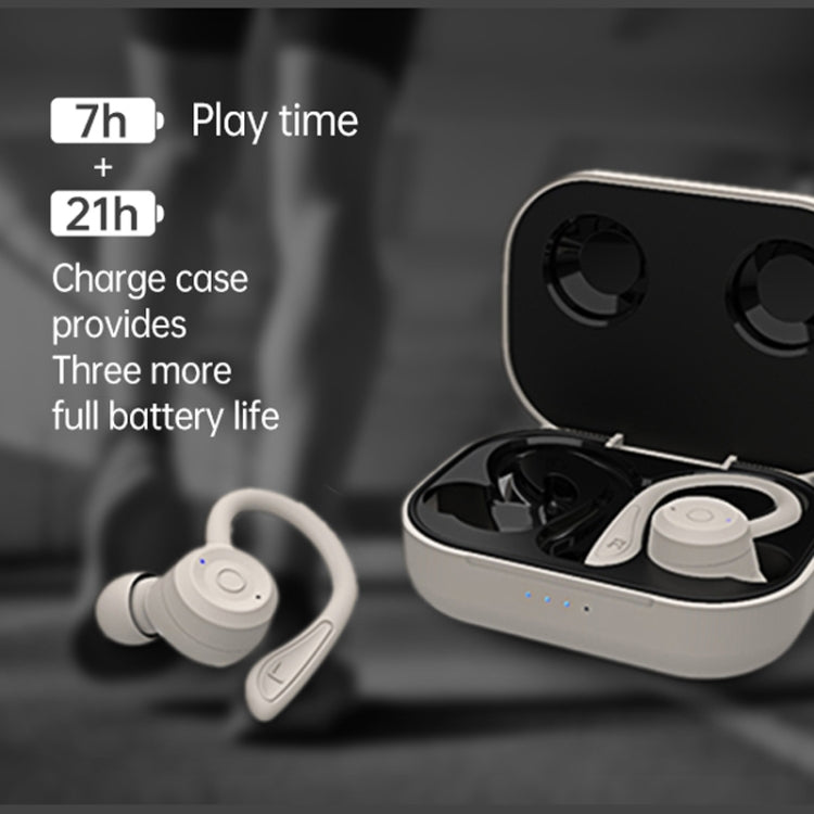 T20 TWS Bluetooth Hooks Wireless Sports Headphones with Charging Box IPX6 Waterproof Noise-cancelling Earphones(Gray) - Bluetooth Earphone by PMC TechLife | Online Shopping South Africa | PMC TechLife