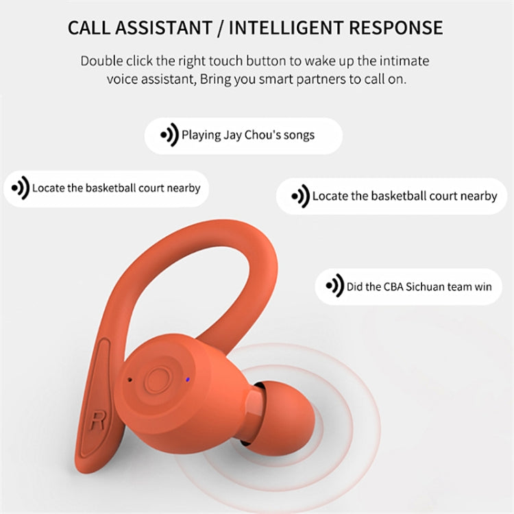 T20 TWS Bluetooth Hooks Wireless Sports Headphones with Charging Box IPX6 Waterproof Noise-cancelling Earphones(Orange) - Bluetooth Earphone by PMC TechLife | Online Shopping South Africa | PMC TechLife