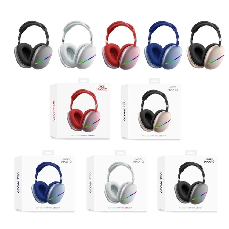 AKZ MAX10 Head-mounted RGB Wireless Bluetooth Music Headset With Microphone, Supports TF Card(Black) - Headset & Headphone by PMC TechLife | Online Shopping South Africa | PMC TechLife