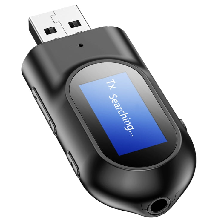 T17 USB Bluetooth 5.0 Receiver Transmitter 2 in 1 Audio Adapter with LCD Display for PC TV Car 3.5mm AUX - Audio Receiver Transmitter by PMC TechLife | Online Shopping South Africa | PMC TechLife