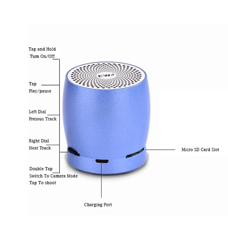 EWA A1 Portable TWS Bluetooth Wireless Speaker IPX5 Waterproof Support TF Card(Blue) - free shipping - PMC TechLife - Order now!