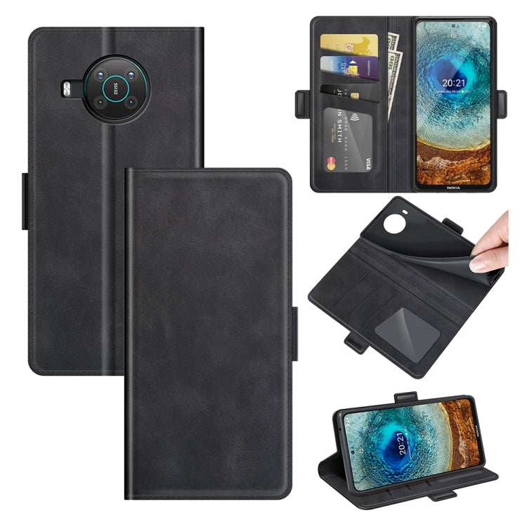 For Nokia X10/X20 Dual-side Magnetic Buckle Horizontal Flip Leather Case with Holder & Card Slots & Wallet(Black) - Nokia Cases by PMC TechLife | Online Shopping South Africa | PMC TechLife | Buy Now Pay Later Mobicred