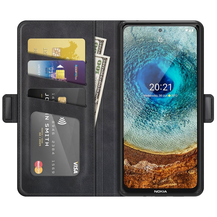 For Nokia X10/X20 Dual-side Magnetic Buckle Horizontal Flip Leather Case with Holder & Card Slots & Wallet(Black) - Nokia Cases by PMC TechLife | Online Shopping South Africa | PMC TechLife | Buy Now Pay Later Mobicred