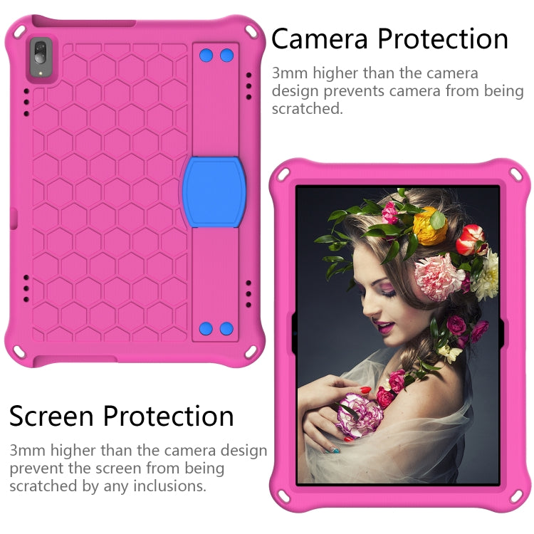 For Lenovo Tab M10 TB-X505X/F Honeycomb Design EVA + PC Material Four Corner Anti Falling Flat Protective Shell with Strap(RoseRed+Blue) - free shipping - PMC TechLife - Order now!