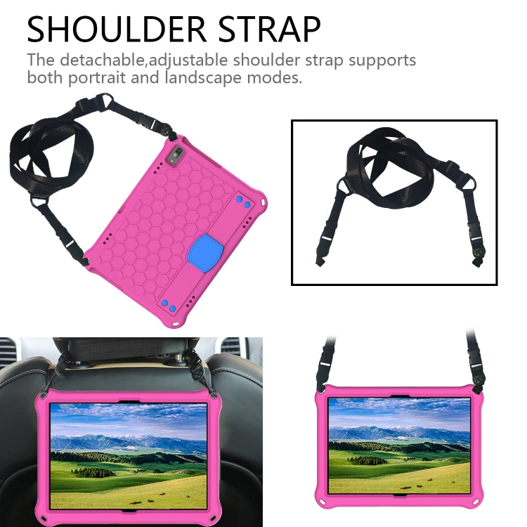 For Lenovo Tab M10 TB-X505X/F Honeycomb Design EVA + PC Material Four Corner Anti Falling Flat Protective Shell with Strap(RoseRed+Blue) - free shipping - PMC TechLife - Order now!
