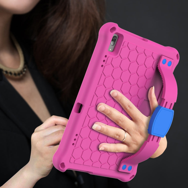 For Lenovo Tab M10 TB-X505X/F Honeycomb Design EVA + PC Material Four Corner Anti Falling Flat Protective Shell with Strap(RoseRed+Blue) - free shipping - PMC TechLife - Order now!