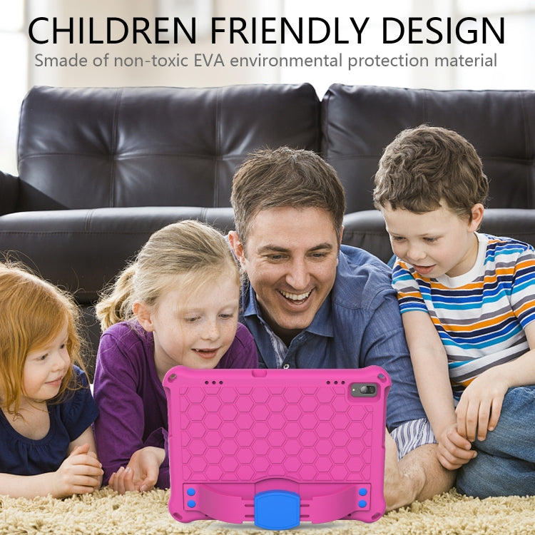 For Lenovo Tab M10 TB-X505X/F Honeycomb Design EVA + PC Material Four Corner Anti Falling Flat Protective Shell with Strap(RoseRed+Blue) - free shipping - PMC TechLife - Order now!