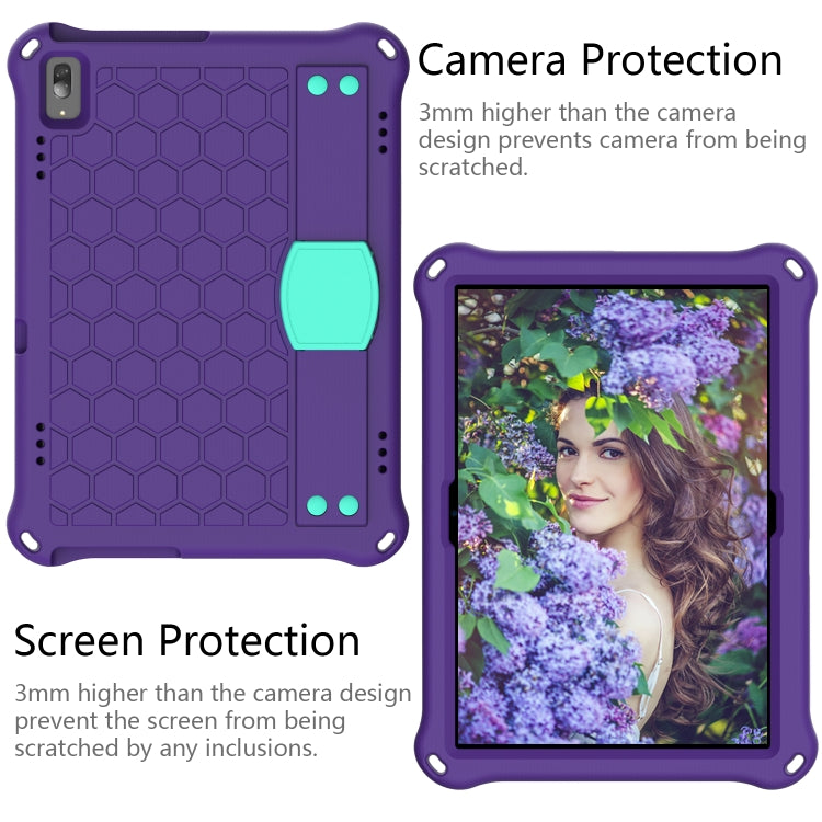 For Lenovo Tab M10 TB-X505X/F Honeycomb Design EVA + PC Material Four Corner Anti Falling Flat Protective Shell with Strap(Purple+Aqua) - free shipping - PMC TechLife - Order now!