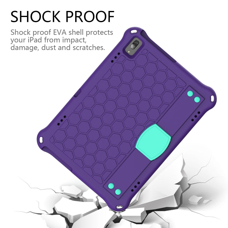 For Lenovo Tab M10 TB-X505X/F Honeycomb Design EVA + PC Material Four Corner Anti Falling Flat Protective Shell with Strap(Purple+Aqua) - free shipping - PMC TechLife - Order now!