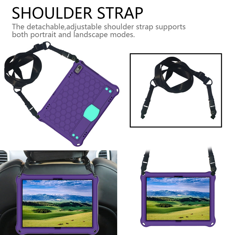 For Lenovo Tab M10 TB-X505X/F Honeycomb Design EVA + PC Material Four Corner Anti Falling Flat Protective Shell with Strap(Purple+Aqua) - free shipping - PMC TechLife - Order now!