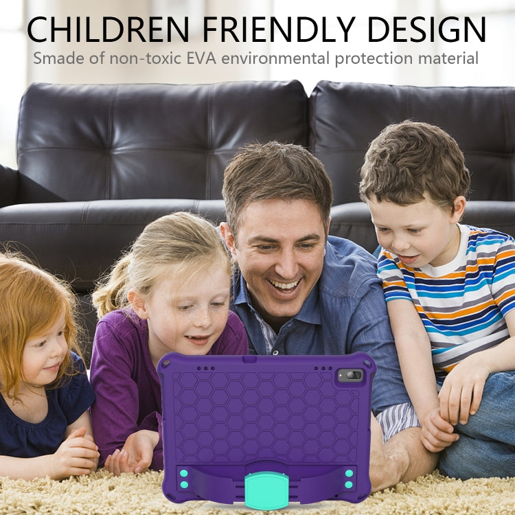 For Lenovo Tab M10 TB-X505X/F Honeycomb Design EVA + PC Material Four Corner Anti Falling Flat Protective Shell with Strap(Purple+Aqua) - free shipping - PMC TechLife - Order now!