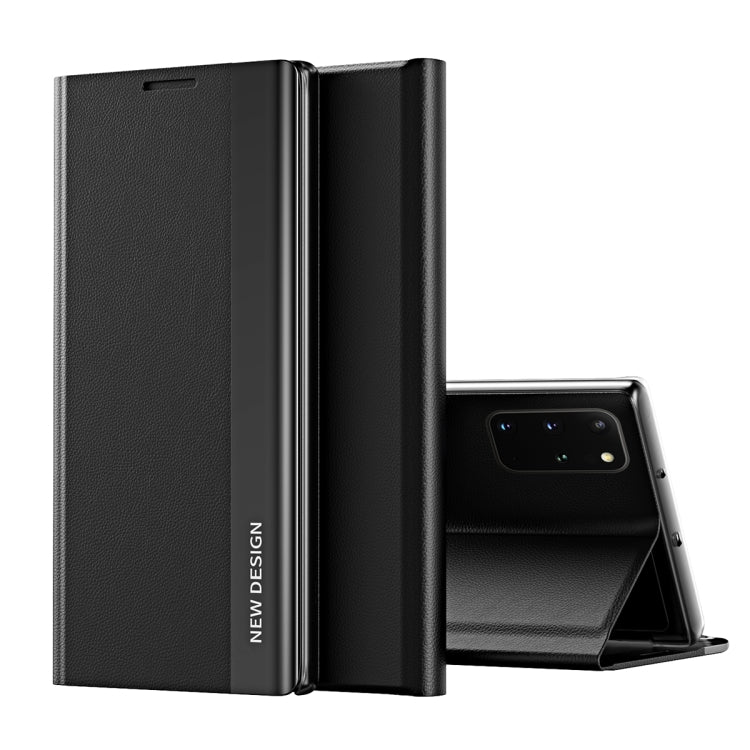 For Samsung Galaxy Note20 Side Electroplated Magnetic Ultra-Thin Horizontal Flip Leather Case with Holder(Black) - Galaxy Note20 Cases by PMC TechLife | Online Shopping South Africa | PMC TechLife | Buy Now Pay Later Mobicred