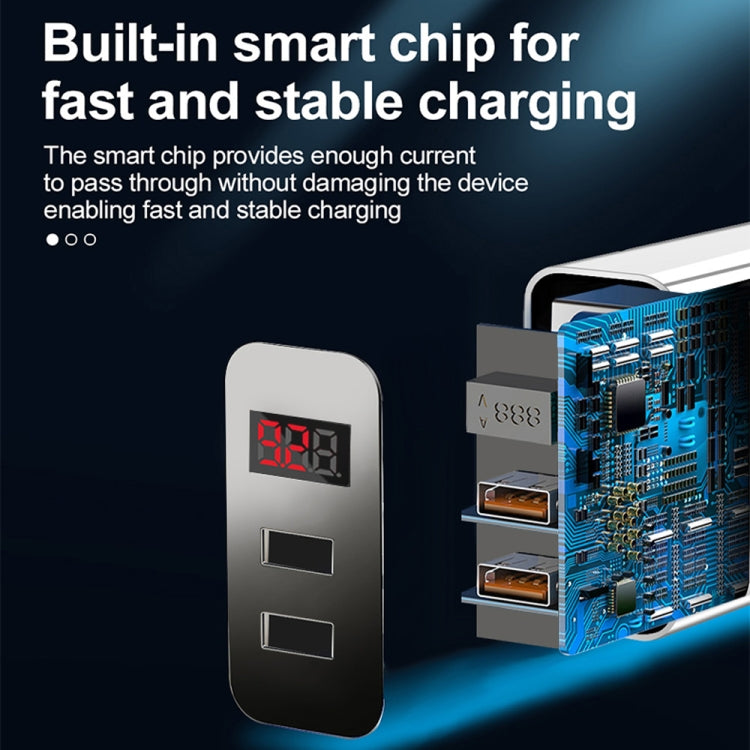 F002C QC3.0 USB + USB 2.0 LED Digital Display Fast Charger with USB to 8 Pin Data Cable, US Plug(Black) - USB Charger by PMC TechLife | Online Shopping South Africa | PMC TechLife | Buy Now Pay Later Mobicred