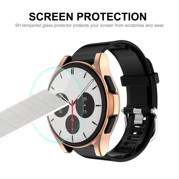 For Samsung Galaxy Watch4 Classic 46mm ENKAY Hat-Prince Full Coverage Electroplate Soft Case TPU HD Clear Cover + Tempered Glass Protector(Pink) - Watch Cases by ENKAY | Online Shopping South Africa | PMC TechLife | Buy Now Pay Later Mobicred