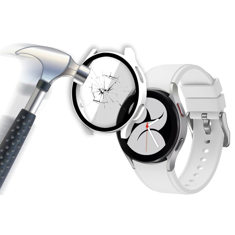 ENKAY Hat-Prince Full Coverage PC Frame + Tempered Glass Protector Composite Case for Samsung Galaxy Watch4 40mm(White) - Watch Cases by ENKAY | Online Shopping South Africa | PMC TechLife | Buy Now Pay Later Mobicred