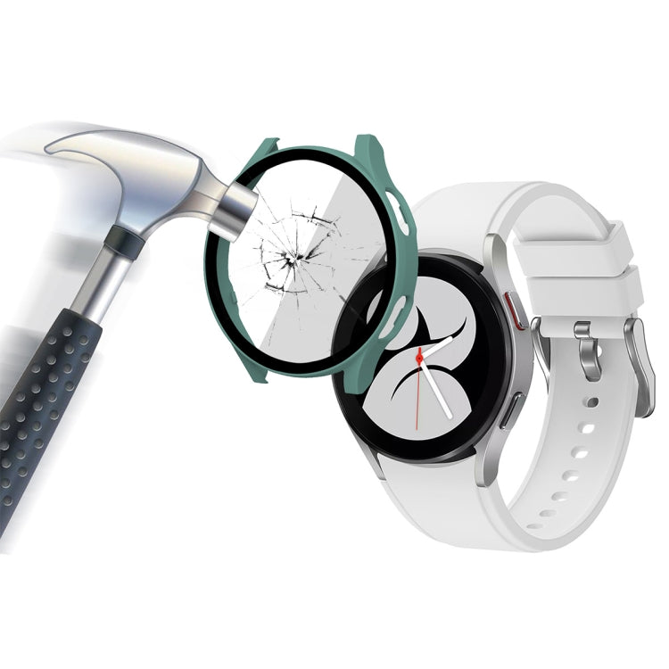 ENKAY Hat-Prince Full Coverage PC Frame + Tempered Glass Protector Composite Case for Samsung Galaxy Watch4 44mm(Green) - Watch Cases by ENKAY | Online Shopping South Africa | PMC TechLife | Buy Now Pay Later Mobicred
