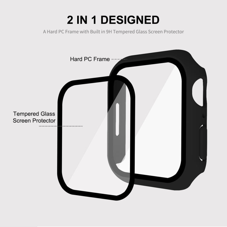ENKAY Hat-Prince 2 in 1 PC Frame + 9H Tempered Glass Protector Full Coverage Case For Apple Watch Series 8 / 7 41mm(White) - Watch Cases by ENKAY | Online Shopping South Africa | PMC TechLife | Buy Now Pay Later Mobicred