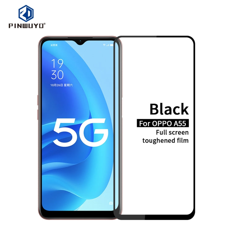 For OPPO A55 PINWUYO 9H 2.5D Full Screen Tempered Glass Film(Black) - OPPO Tempered Glass by PINWUYO | Online Shopping South Africa | PMC TechLife | Buy Now Pay Later Mobicred