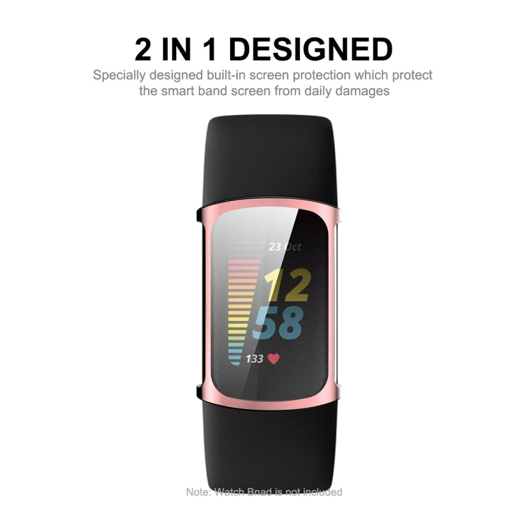 For Fitbit Charge 5/ Charge 6 ENKAY Hat-Prince Full Coverage Electroplated Soft TPU Case Scratch Resistant Cover(Pink) - free shipping - PMC TechLife - Order now!