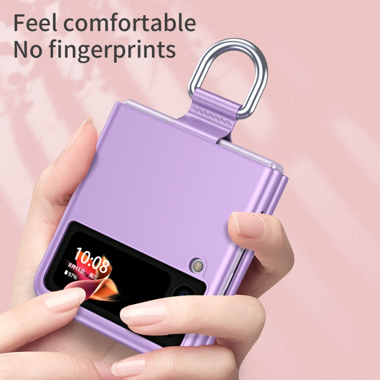 For Samsung Galaxy Z Flip3 5G Skin Feel Folding Phone Case with Drawstring Key Chain(Purple) - Galaxy Phone Cases by PMC TechLife | Online Shopping South Africa | PMC TechLife