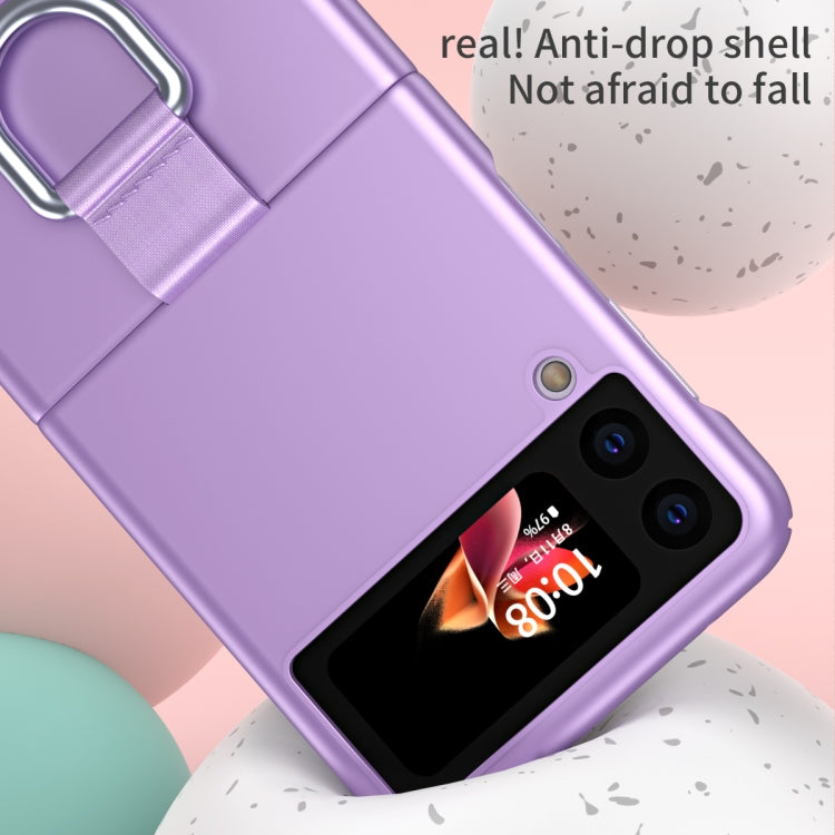For Samsung Galaxy Z Flip3 5G Skin Feel Folding Phone Case with Drawstring Key Chain(Black) - Galaxy Phone Cases by PMC TechLife | Online Shopping South Africa | PMC TechLife | Buy Now Pay Later Mobicred